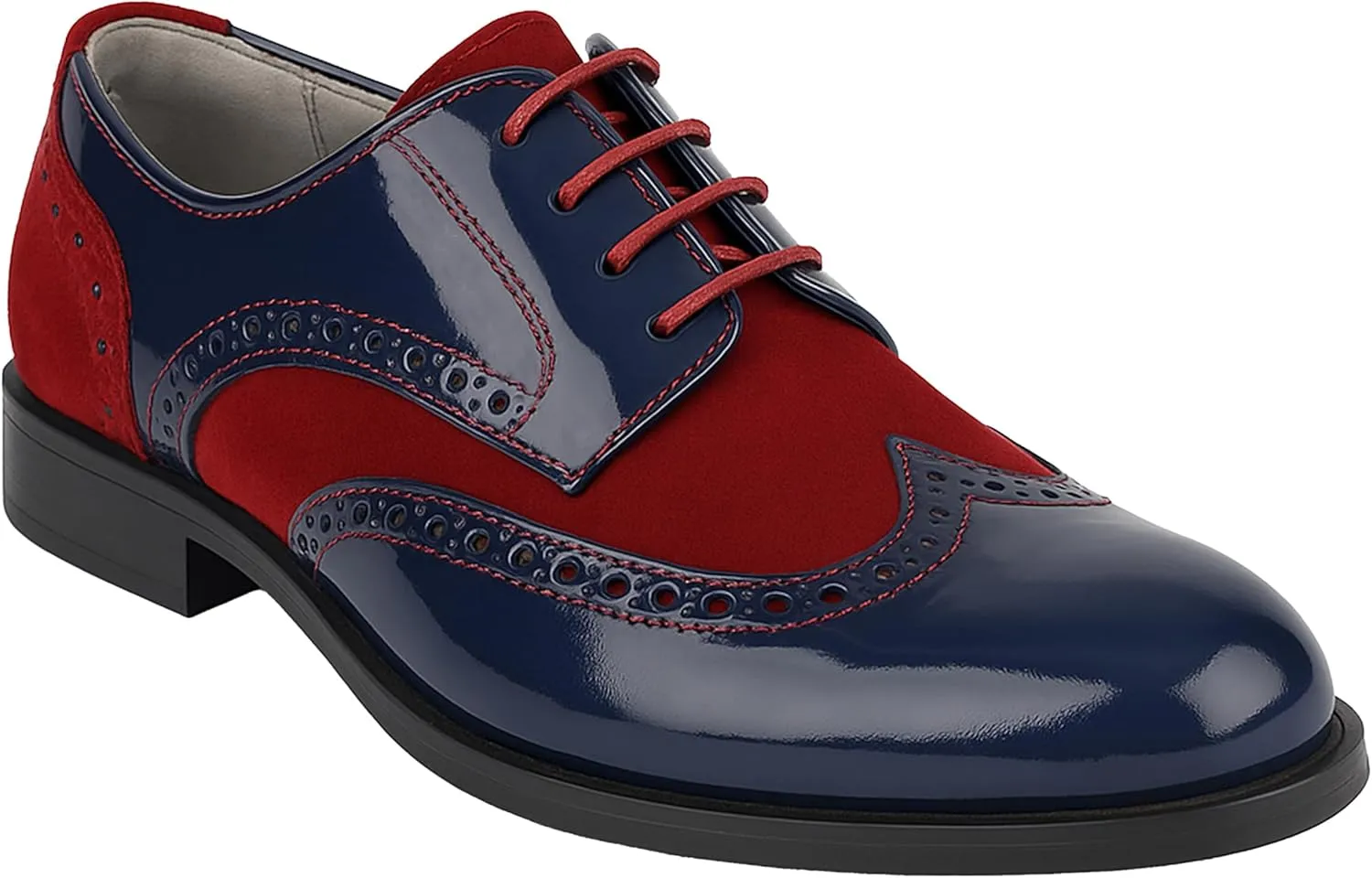 Boys Suede Patent Dress Shoes Lace Up Brogue Formal Wedding Footwear