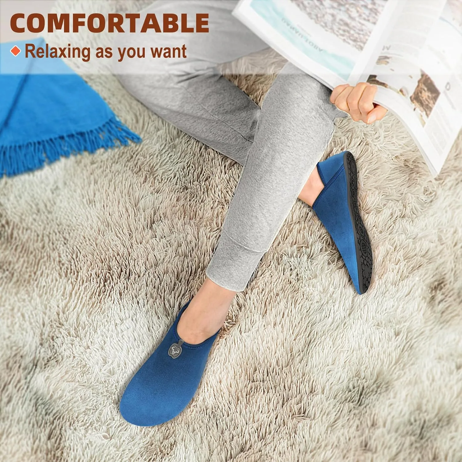 BULLIANT Women Slippers Socks, Slip on Shoes for Women Barefoot Yoga Shoe Comfortable Stretch Fit