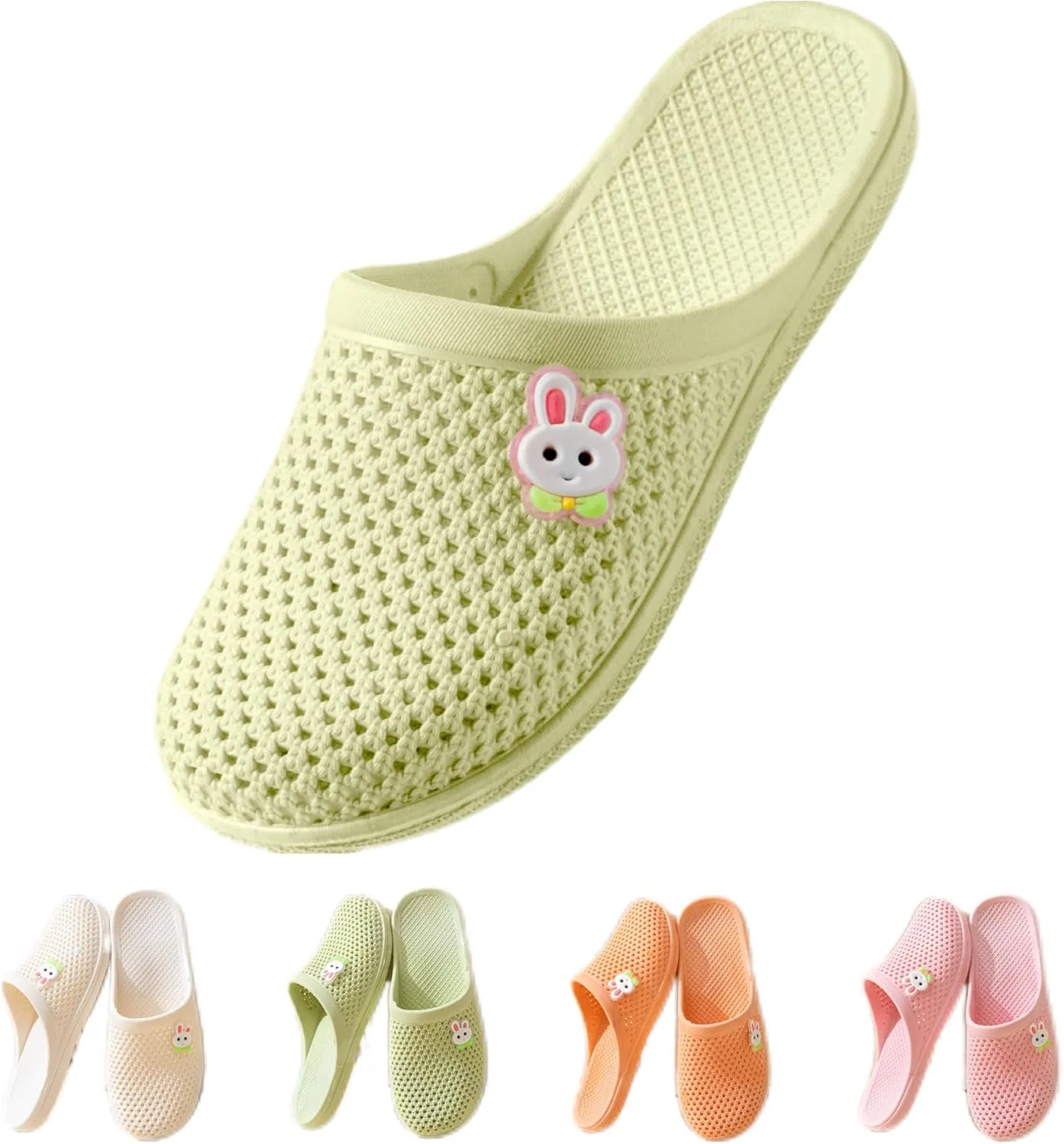 Bunny Slippers Bathroom Slippers Cave Flip-flops Flat Top Slippers Female Soft Sole Non-slip Indoor and Outdoor Wear Casual