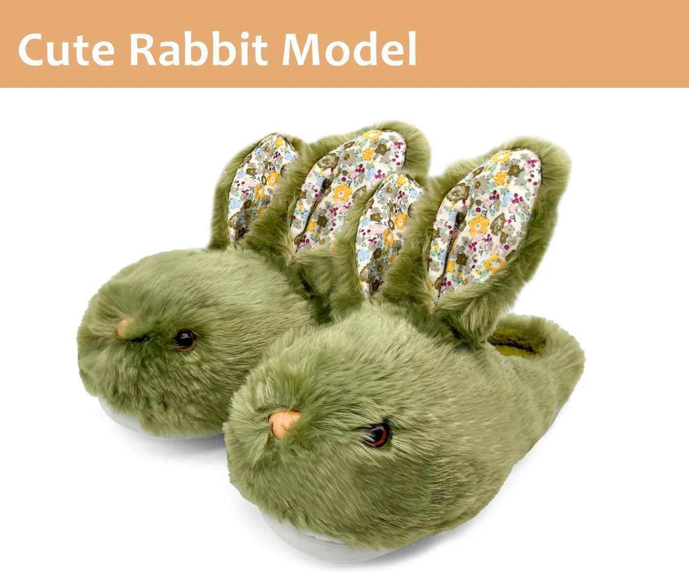Bunny Slippers for Women Men Cute Plush Rabbit Fuzzy Slippers, Soft Fluffy Animal Winter Warm Indoor House Slippers Shoes