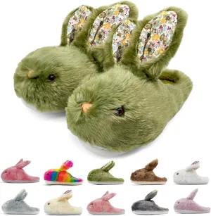 Bunny Slippers for Women Men Cute Plush Rabbit Fuzzy Slippers, Soft Fluffy Animal Winter Warm Indoor House Slippers Shoes