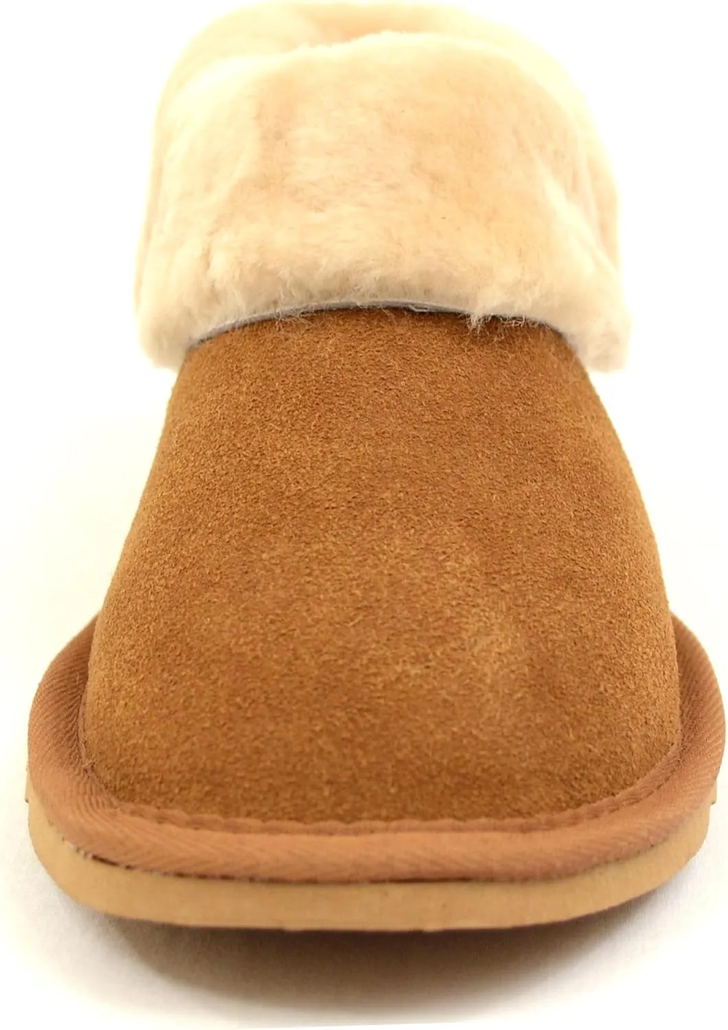 Bushga Ladies Luxury Sheepskin Slipper Boot, Thick Cuff & Hard Sole