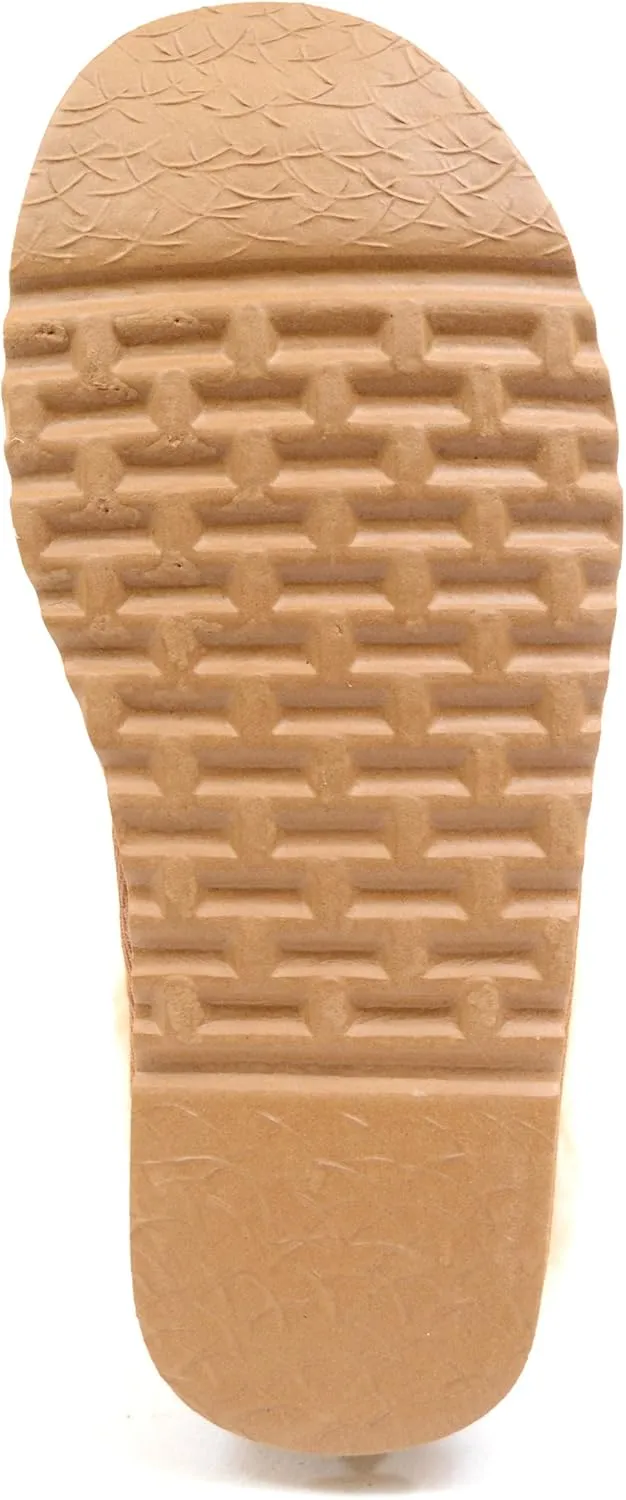Bushga Ladies Luxury Sheepskin Slipper Boot, Thick Cuff & Hard Sole