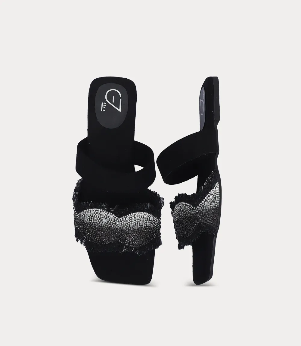 BW10429-BLACK-Women Slipper