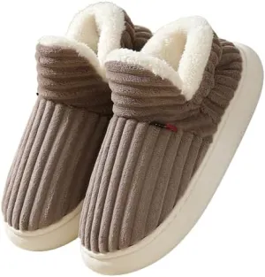 Caistre Women Men Ankle Bootie Slipper Plush Warm Indoor Outdoor Shoes Comfy Fleece Lined Memory Foam Slipper with Anti-Slip Sole