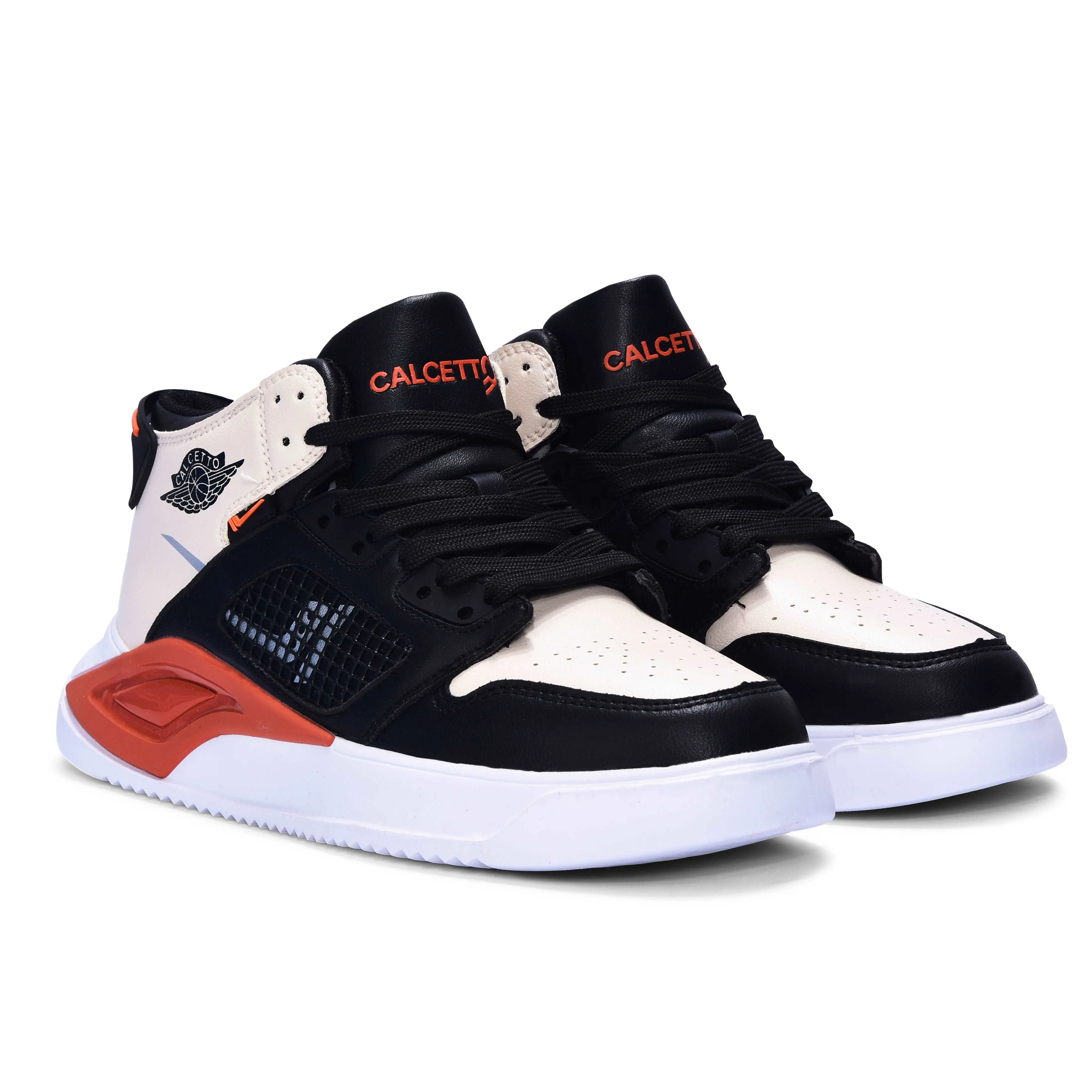 Calcetto Lightweight Casual Men'S Sneakers Shoes CLT-0974 Black Beige Orange