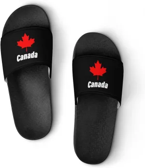 Canada Maple Leaf Slides Sandals Non Slip Slippers Shower House Shoes Bathroom Soft Sole Quick Drying for Men Women