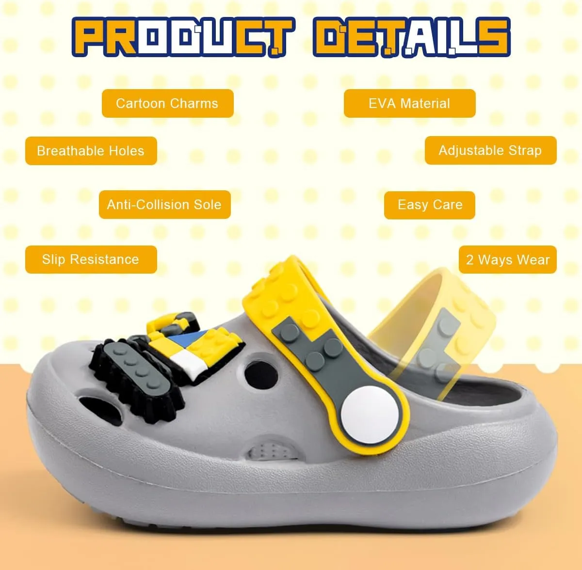 Casazoe Toddler Kids Boys Girls EVA Garden Clogs Summer Outdoor Slip On Water Sandals Children Lightweight Non-Slip Cartoon Closed Toe Slides House Slipper Beach Pool Play Shoes (Toddler/Little Kid)