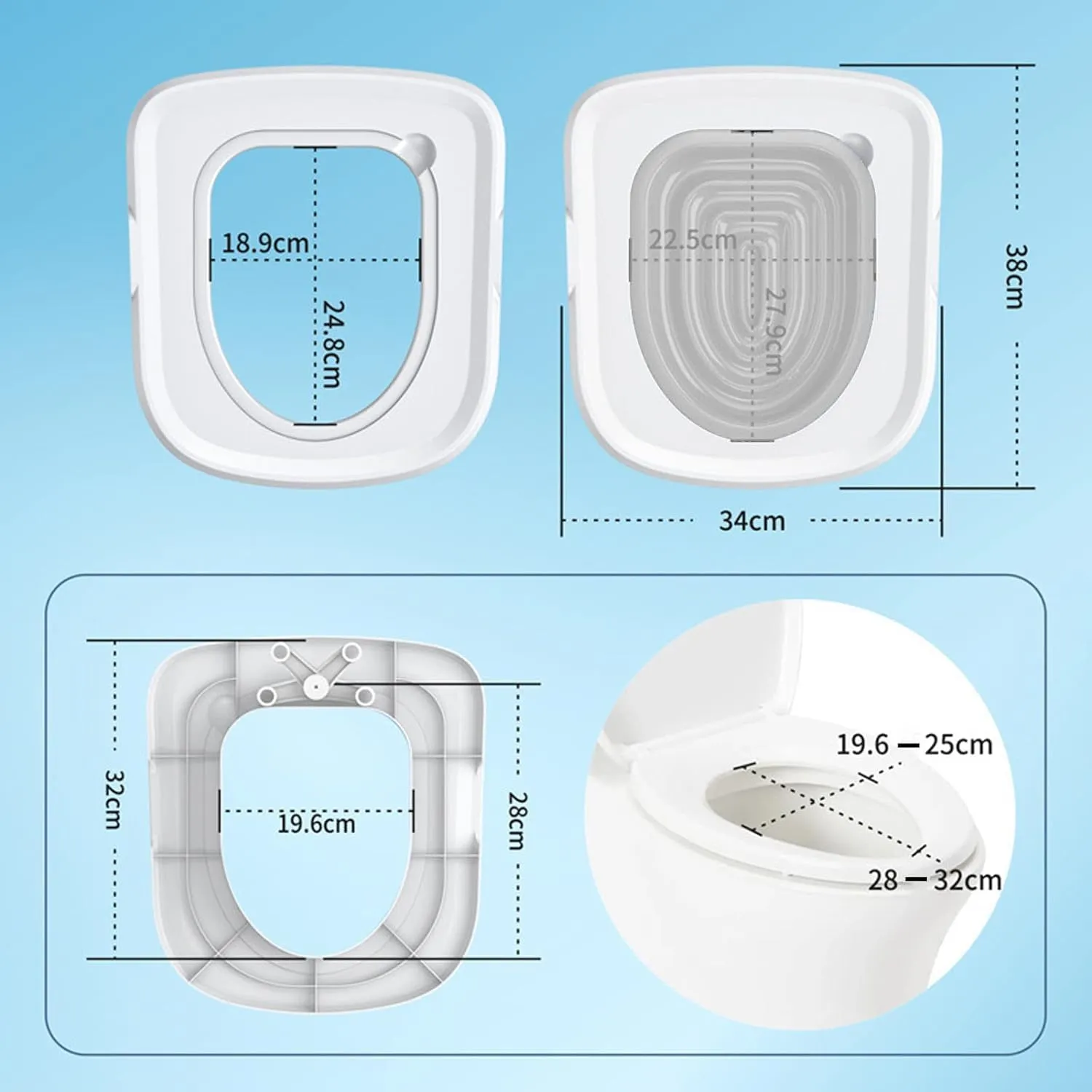 Cat Toilet Training Kit,Cat Toilet Training Systems,Reusable Plastic Trainer for Pet Cleaning with 1 Replaceable Feather Toy,Litter Boxes(White Tray,1 Gray Inner Support)