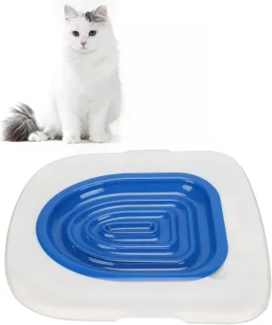 Cat Toilet Training System, Professional Teach Cat to Use Toilet Cat Toilet Training Kit Universal Reusable Kitty Toilet Trainer Urinal Seat with Design Blue Tray (White Tray , 1 Blue Inner Support)