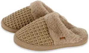 C.C Pattern Knitted Slip-On Slippers With Faux Fur Lining Indoor-Outdoor House For Women