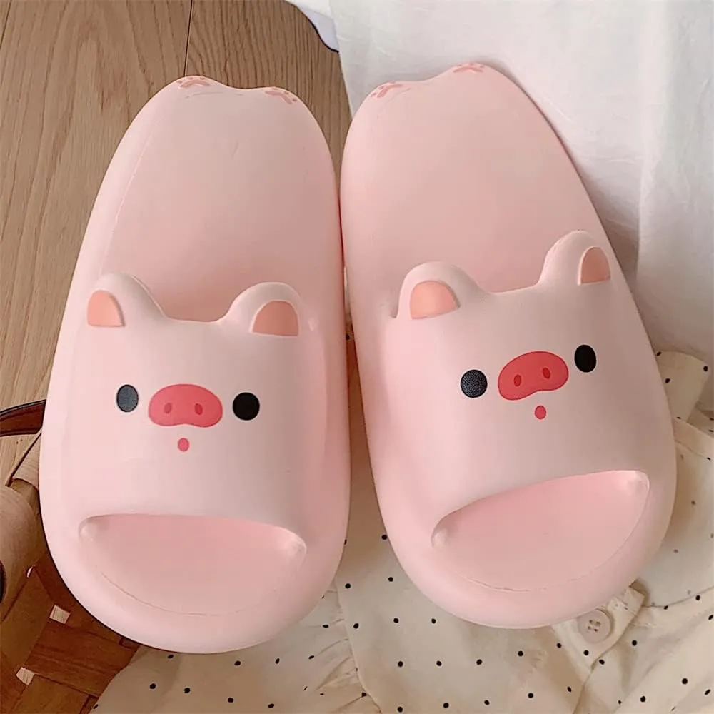 CEINOM Kawaii Pig Slippers for Women teen girls Pillow Cloud Slippers Bathroom Gym Soft Sole Open Toe House Slides