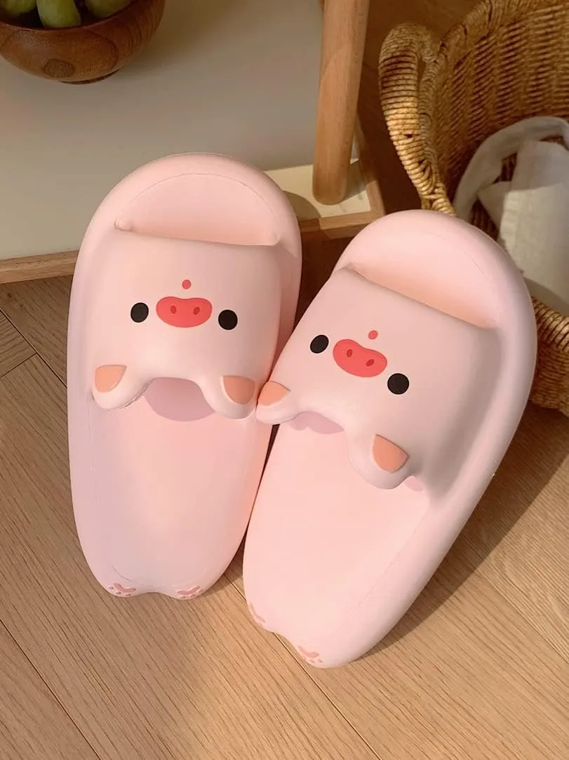 CEINOM Kawaii Pig Slippers for Women teen girls Pillow Cloud Slippers Bathroom Gym Soft Sole Open Toe House Slides
