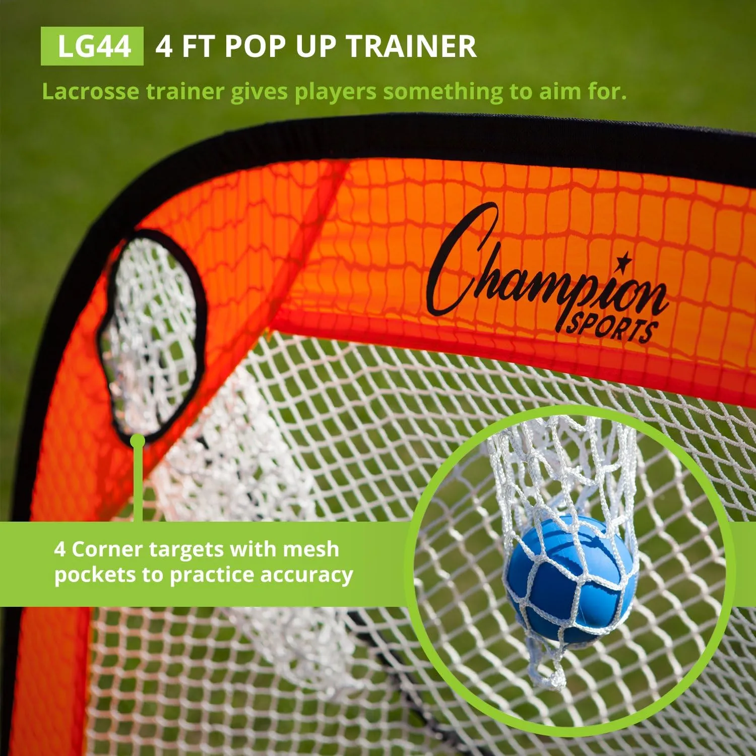 Champion Sports Lacrosse Training Goal: Pop Up & Backyard Shooting Net