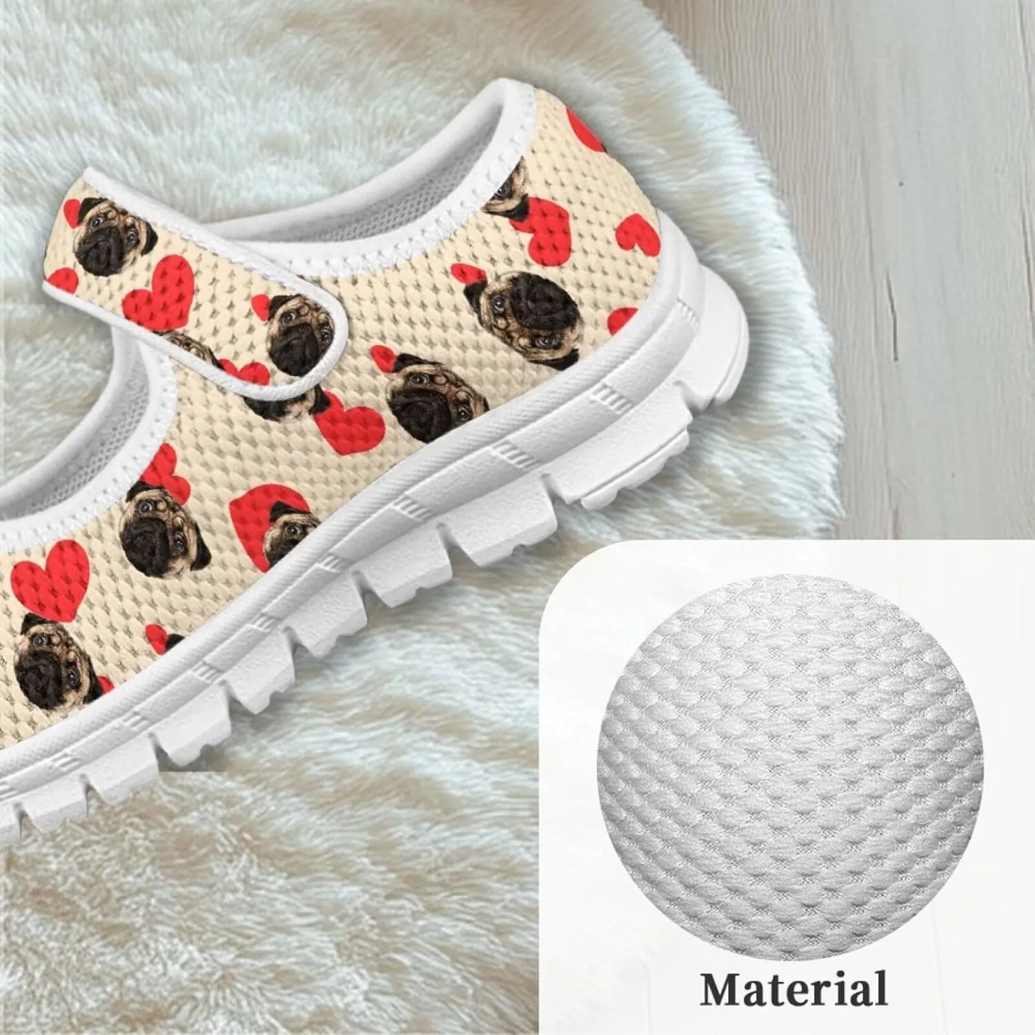 chaqlin Dog Girls Dress Shoes Mary Jane Running Athletic Shoes Lightweight Barefoot Flat Breathable Mesh for Outdoor Indoor