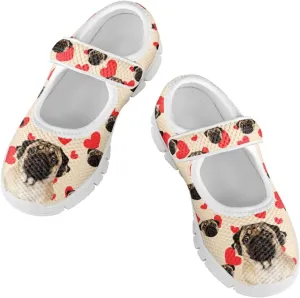 chaqlin Dog Girls Dress Shoes Mary Jane Running Athletic Shoes Lightweight Barefoot Flat Breathable Mesh for Outdoor Indoor