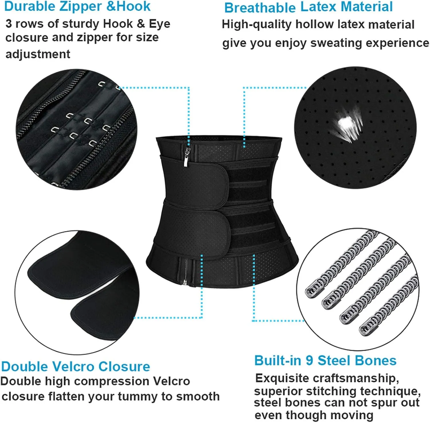 Charmian Waist Trainer for Women Latex Underbust Corset Sport Girdle Waist Cincher Hourglass Body Shaper