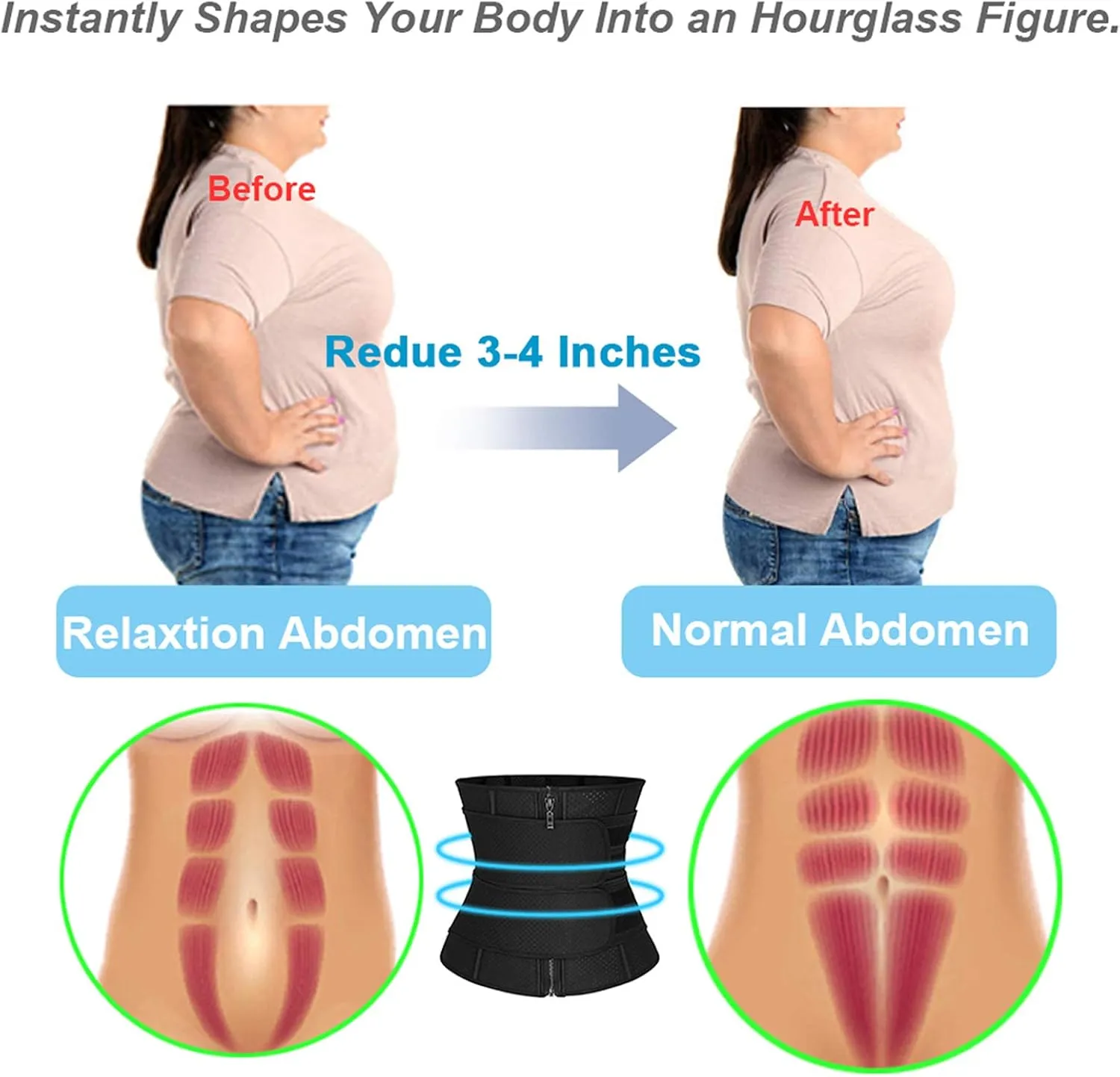 Charmian Waist Trainer for Women Latex Underbust Corset Sport Girdle Waist Cincher Hourglass Body Shaper