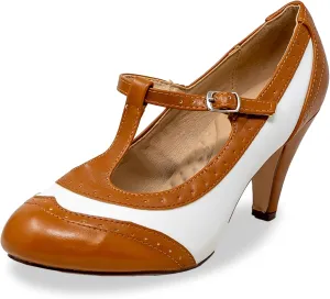 Chase & Chloe Lace-Up Vintage Cut-Out Women's Heeled Oxford