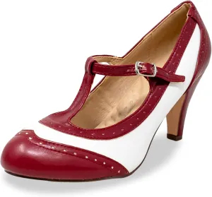 Chase & Chloe Lace-Up Vintage Cut-Out Women's Heeled Oxford