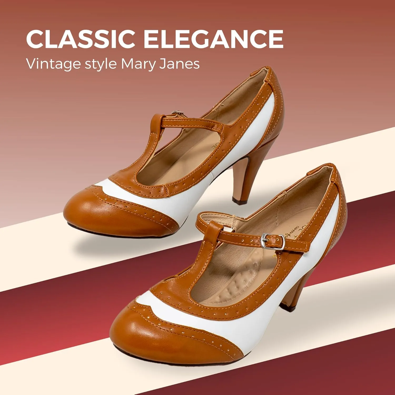 Chase & Chloe Lace-Up Vintage Cut-Out Women's Heeled Oxford
