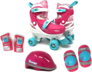 CHICAGO Skates Kids Roller Skate Combo Set – Adjustable Quad Skates with Helmet, Knee Pads & Wrist Guards – Beginner Protective Gear Kit for Indoor & Outdoor Use
