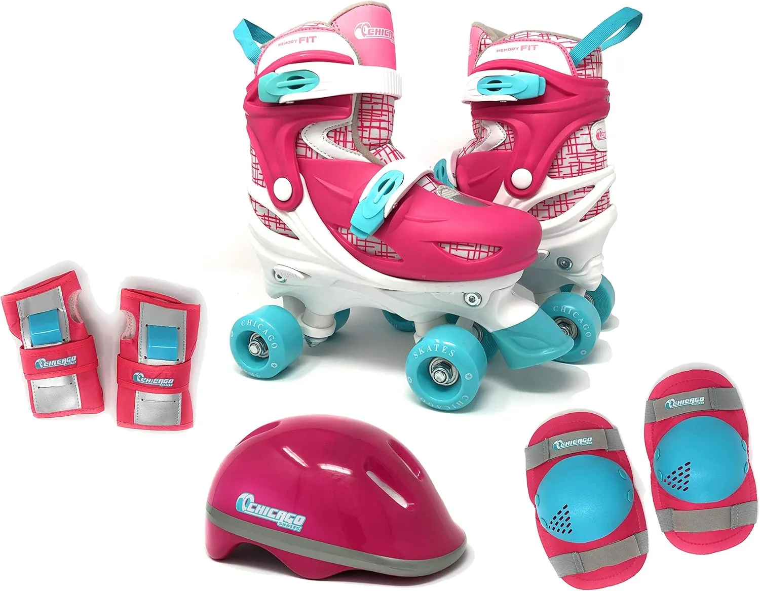 CHICAGO Skates Kids Roller Skate Combo Set – Adjustable Quad Skates with Helmet, Knee Pads & Wrist Guards – Beginner Protective Gear Kit for Indoor & Outdoor Use