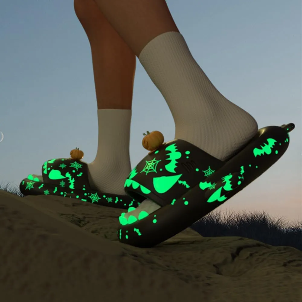 Christmas Halloween Shark Slides,3D Cloud Cartoon Spooky Glow in the Dark Novelty Soft Open Toe Slippers