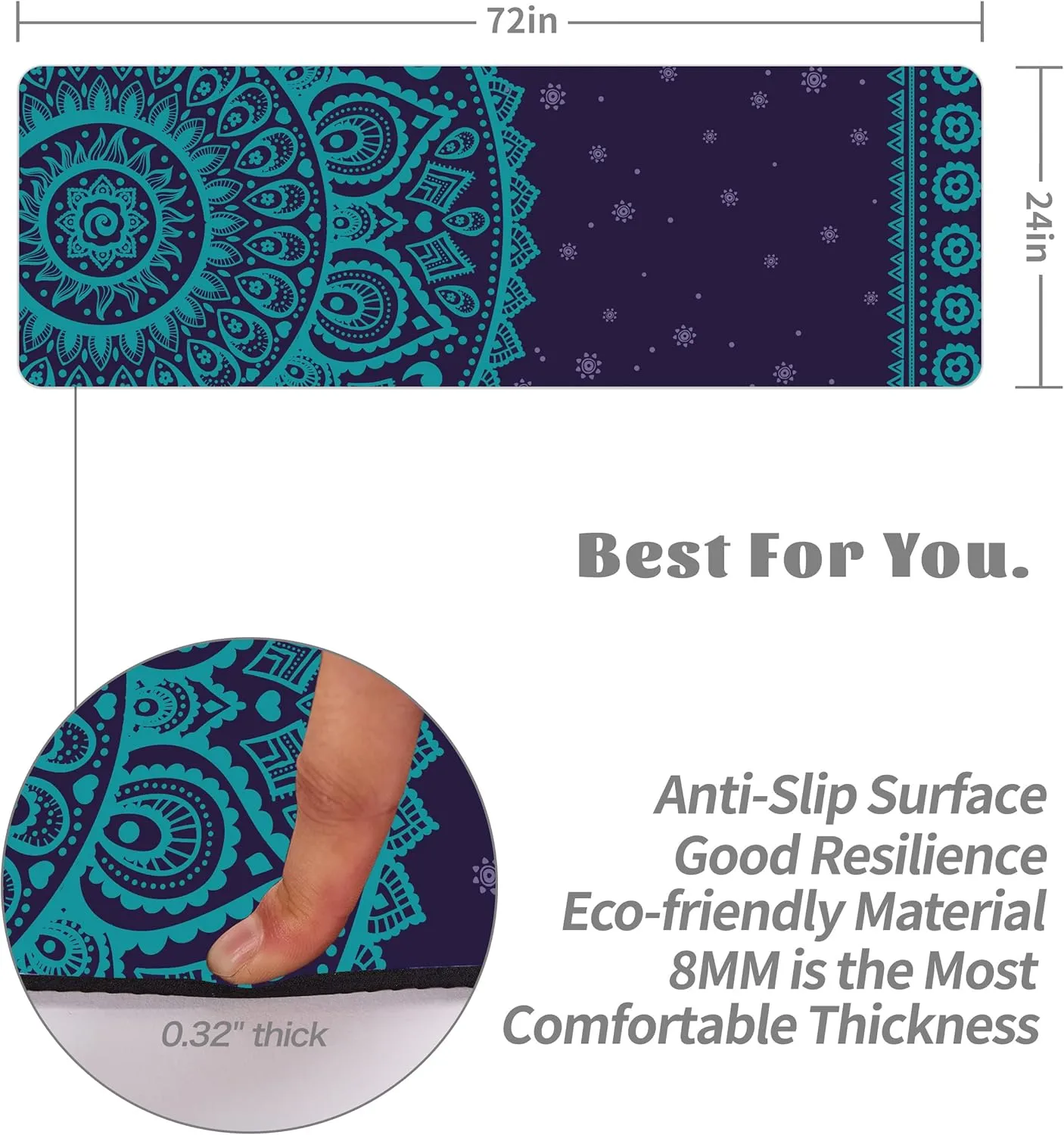 Cifupy Yoga Mat Double-Sided Non Slip Exercise Mat Eco Friendly TPE Fitness Exercise Mat With Carrying Strap & Storage Bag Workout Mat for Yoga, Pilates and Floor Exercises