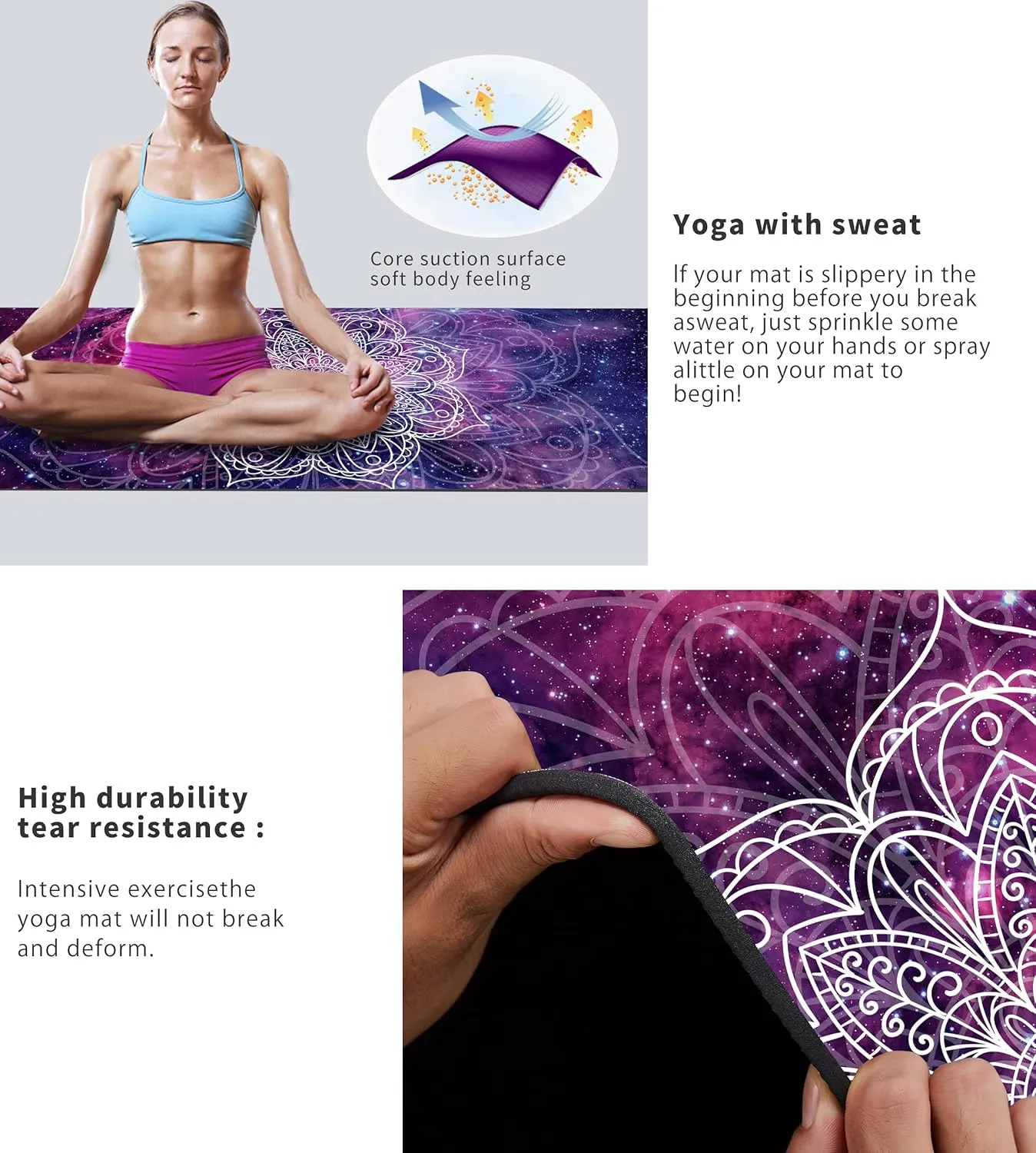 Cifupy Yoga Mat Double-Sided Non Slip Exercise Mat Eco Friendly TPE Fitness Exercise Mat With Carrying Strap & Storage Bag Workout Mat for Yoga, Pilates and Floor Exercises