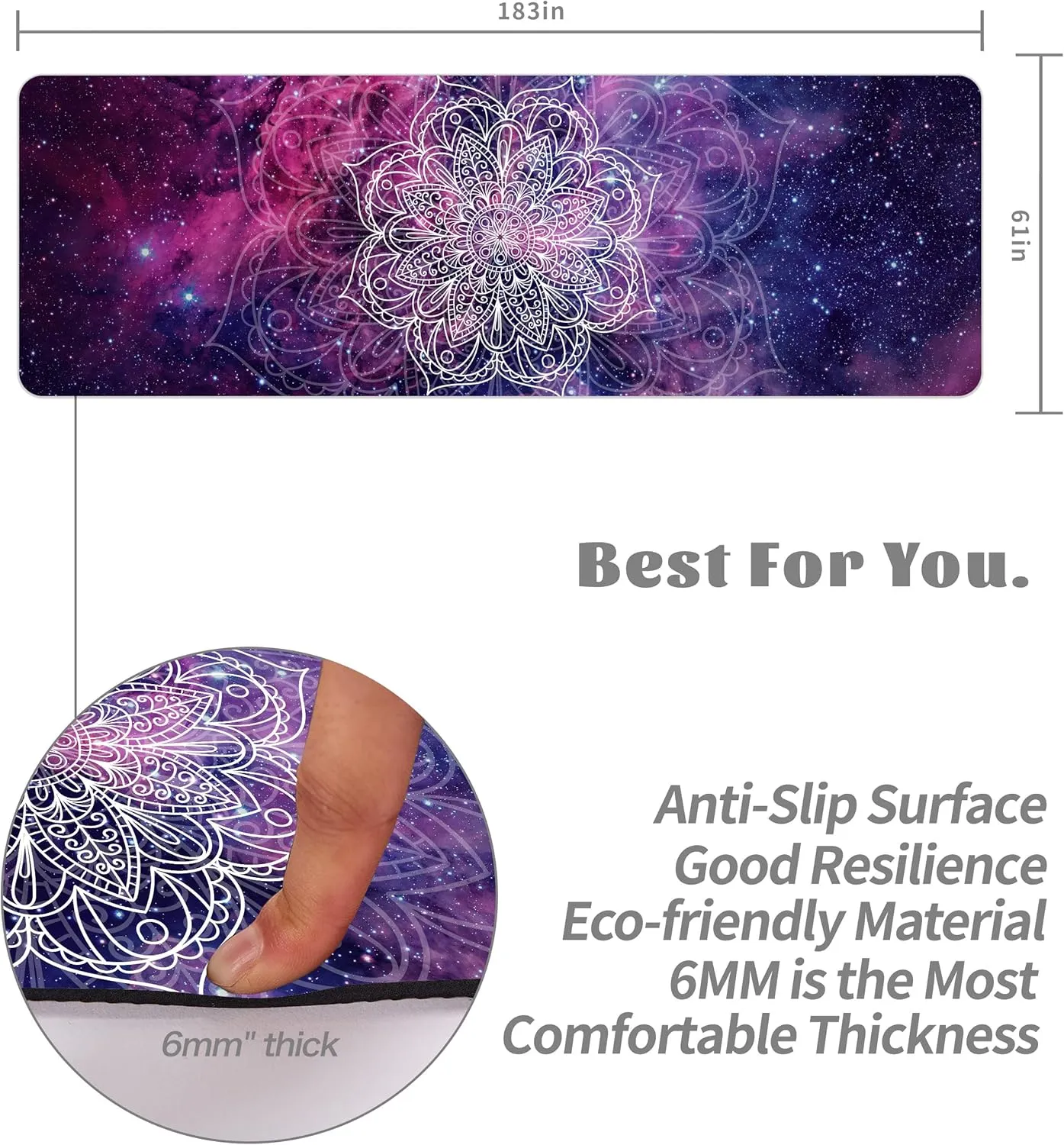 Cifupy Yoga Mat Double-Sided Non Slip Exercise Mat Eco Friendly TPE Fitness Exercise Mat With Carrying Strap & Storage Bag Workout Mat for Yoga, Pilates and Floor Exercises
