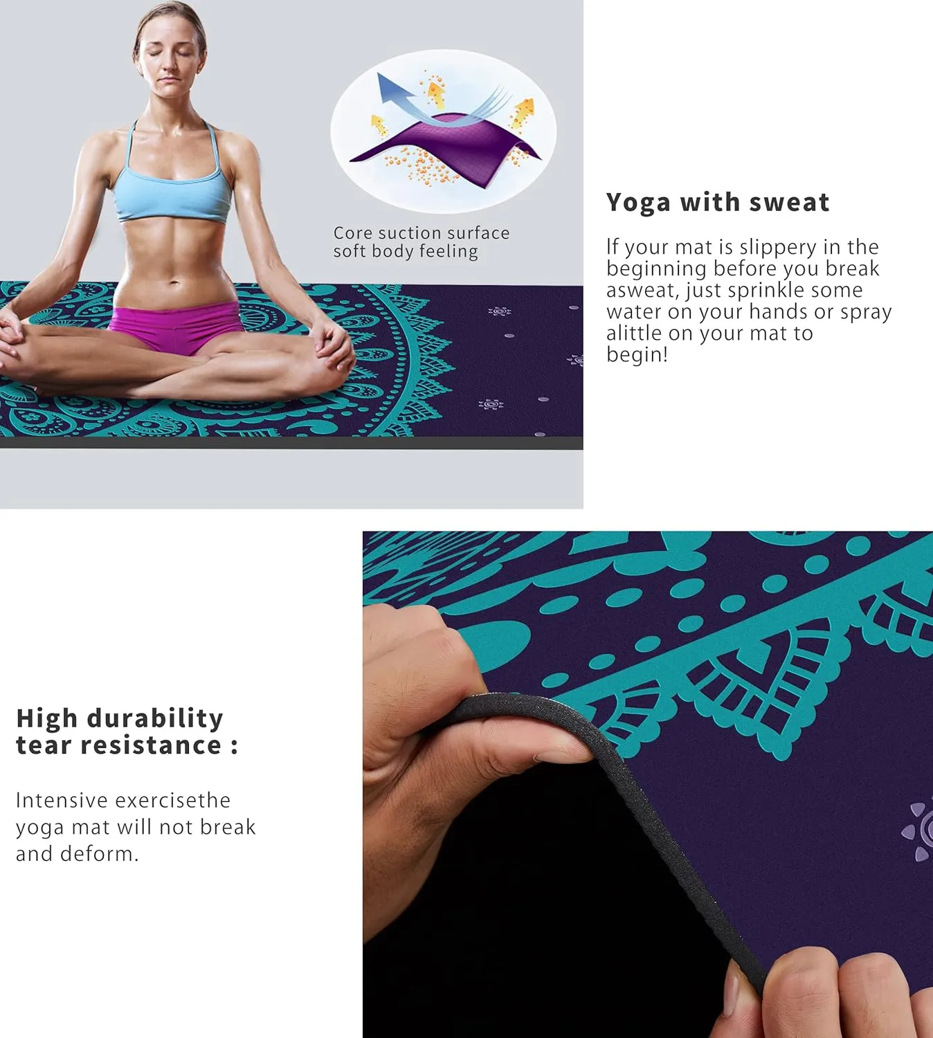 Cifupy Yoga Mat Double-Sided Non Slip Exercise Mat Eco Friendly TPE Fitness Exercise Mat With Carrying Strap & Storage Bag Workout Mat for Yoga, Pilates and Floor Exercises