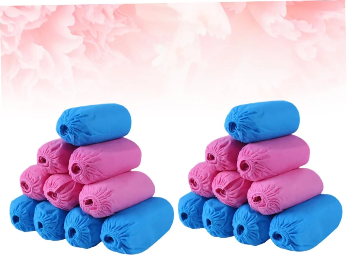 Ciieeo 100PCS Breathable Nonwoven Disposable Shoe Covers with Elastic Band Nonslip for Home Kitchen Travel Camping Mixed Color