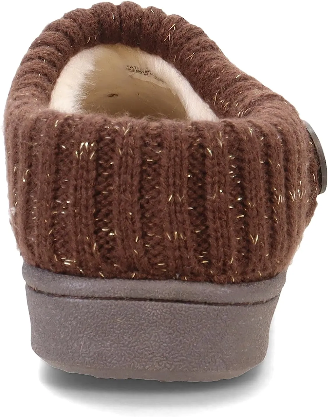 Clarks Womens Slipper Suede Leather Knitted Collar Clog Slippers - Plush Faux Fur Lining