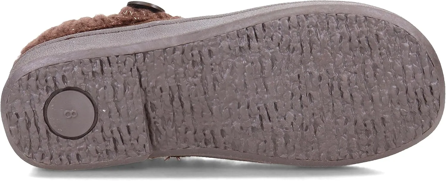 Clarks Womens Slipper Suede Leather Knitted Collar Clog Slippers - Plush Faux Fur Lining