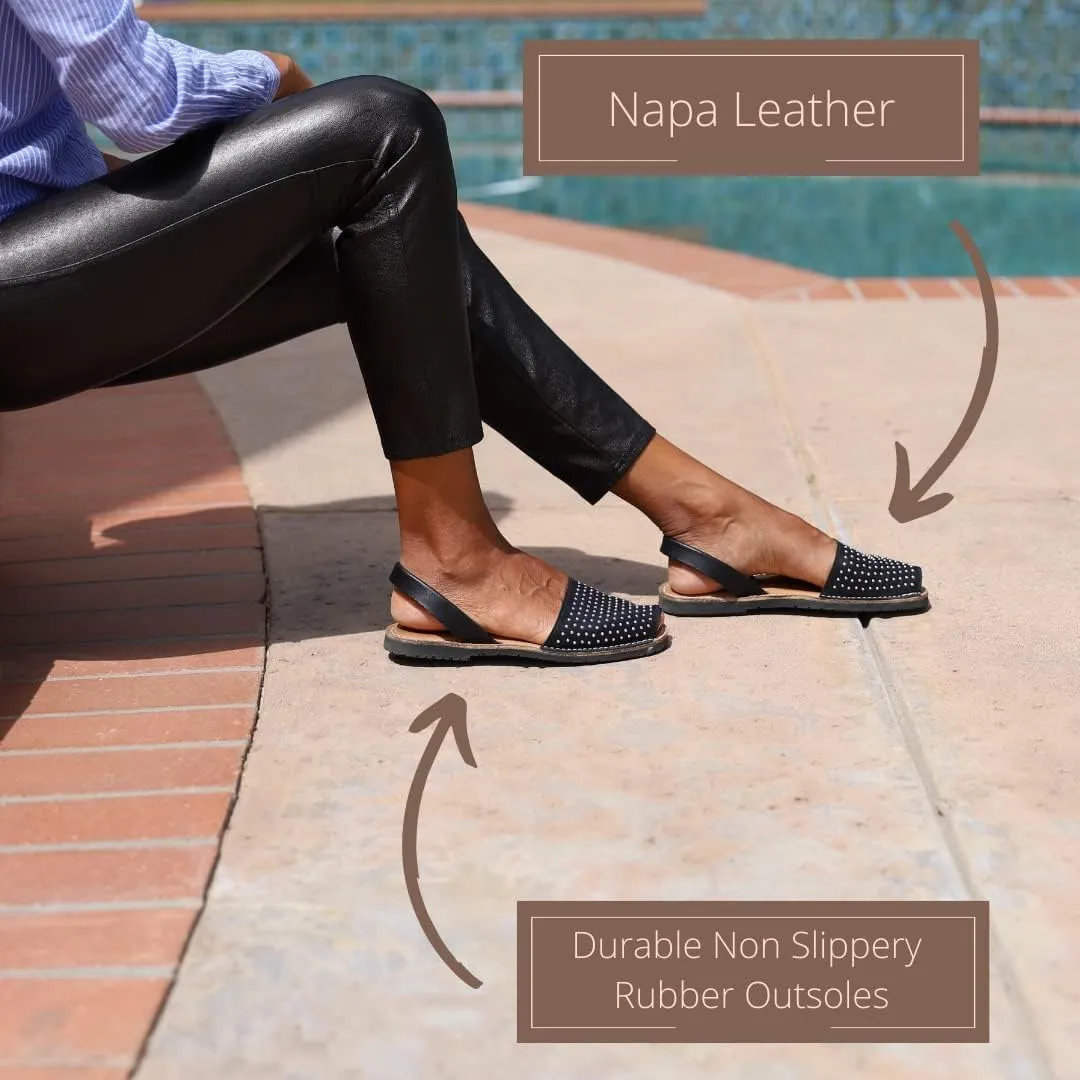 Classic Comfortable Flat Sandals for Women, Dressy Soft Leather Peep Toe Sandals for Women, Versatile Casual Slip-on Flats
