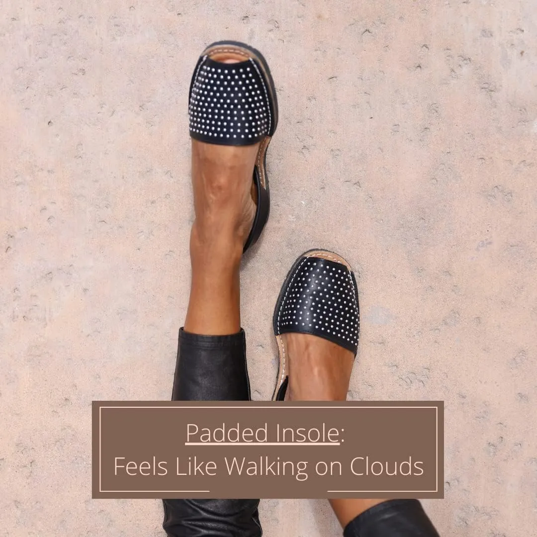 Classic Comfortable Flat Sandals for Women, Dressy Soft Leather Peep Toe Sandals for Women, Versatile Casual Slip-on Flats