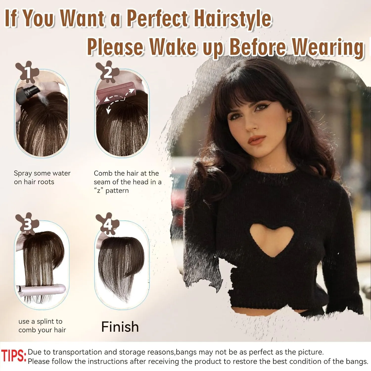 Clip in Bangs Hair Clip 100% Real Human Hair Toppers for women clip on Bangs Human Hair with 360°Cover Lace Topper for Women Wispy Fake hair for Daily Wear