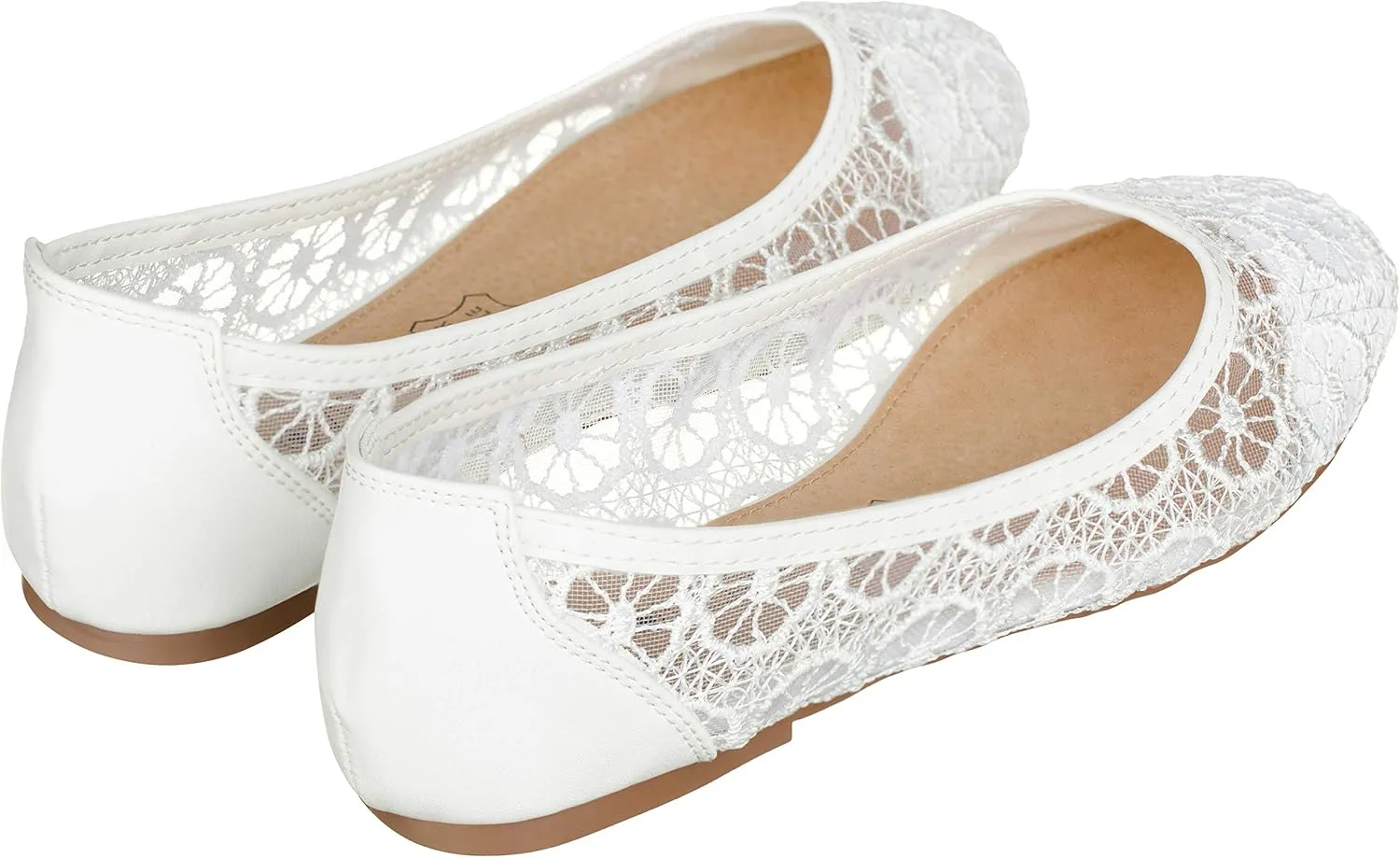 CLOVERLAY Women's Ballet Shoe Floral Breathable Crochet Lace Ballet Flats