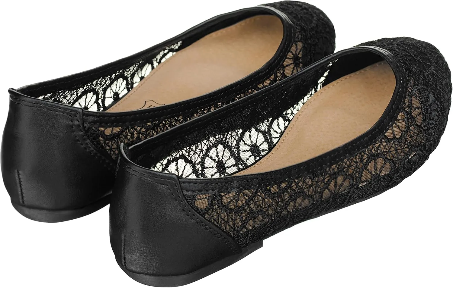 CLOVERLAY Women's Ballet Shoe Floral Breathable Crochet Lace Ballet Flats