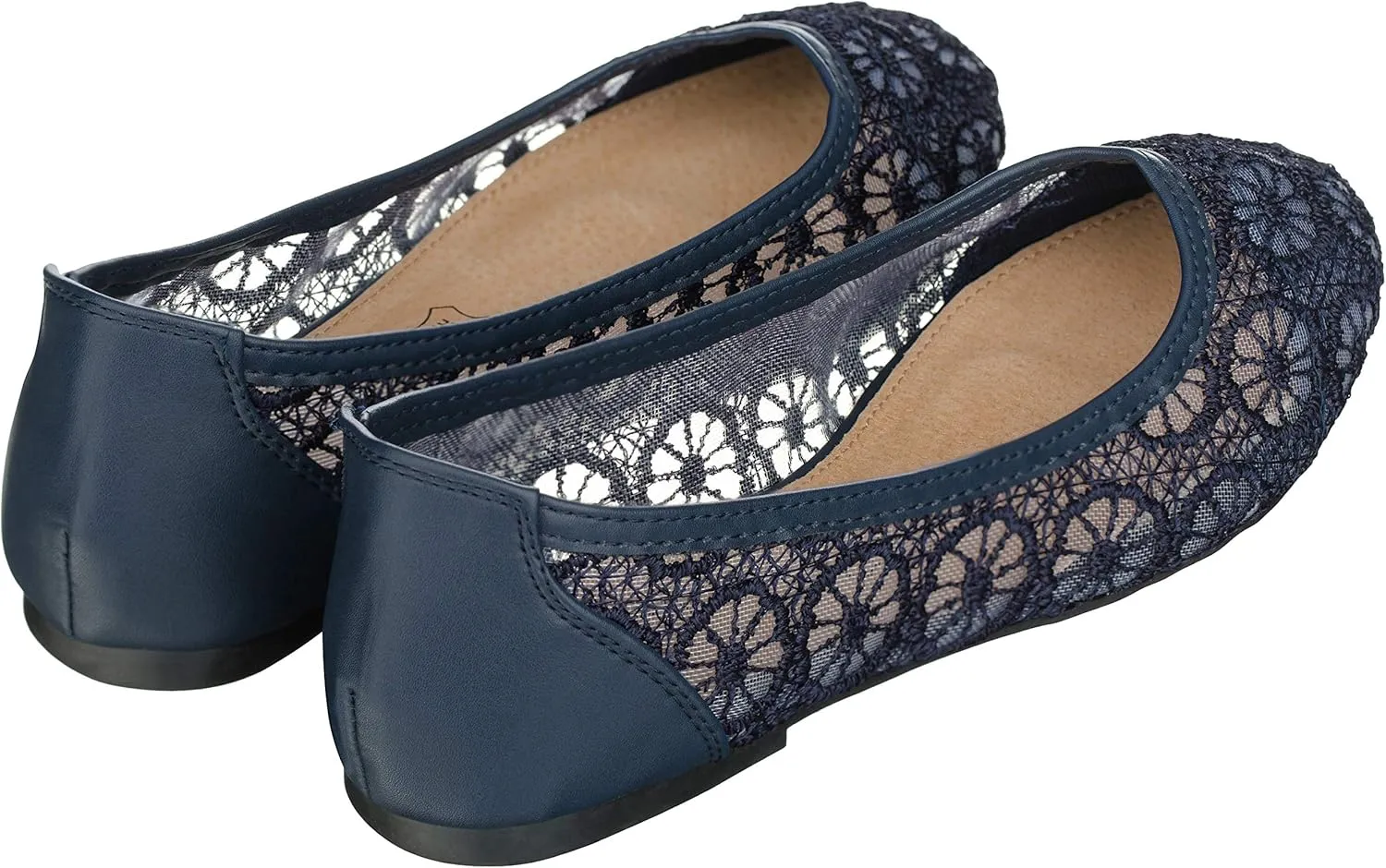 CLOVERLAY Women's Ballet Shoe Floral Breathable Crochet Lace Ballet Flats
