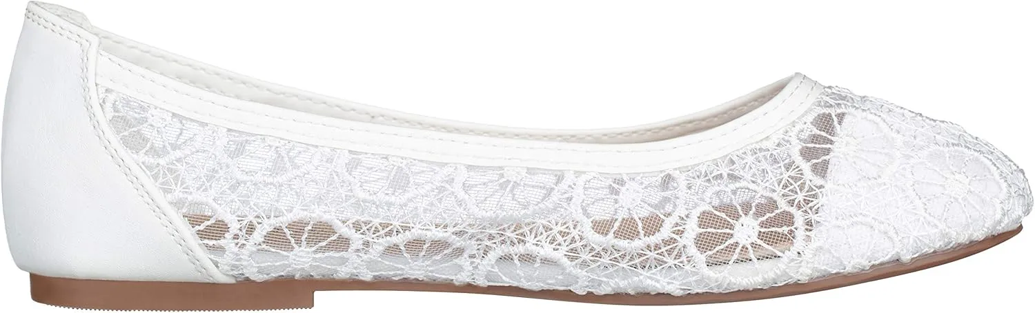 CLOVERLAY Women's Ballet Shoe Floral Breathable Crochet Lace Ballet Flats