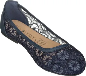 CLOVERLAY Women's Ballet Shoe Floral Breathable Crochet Lace Ballet Flats