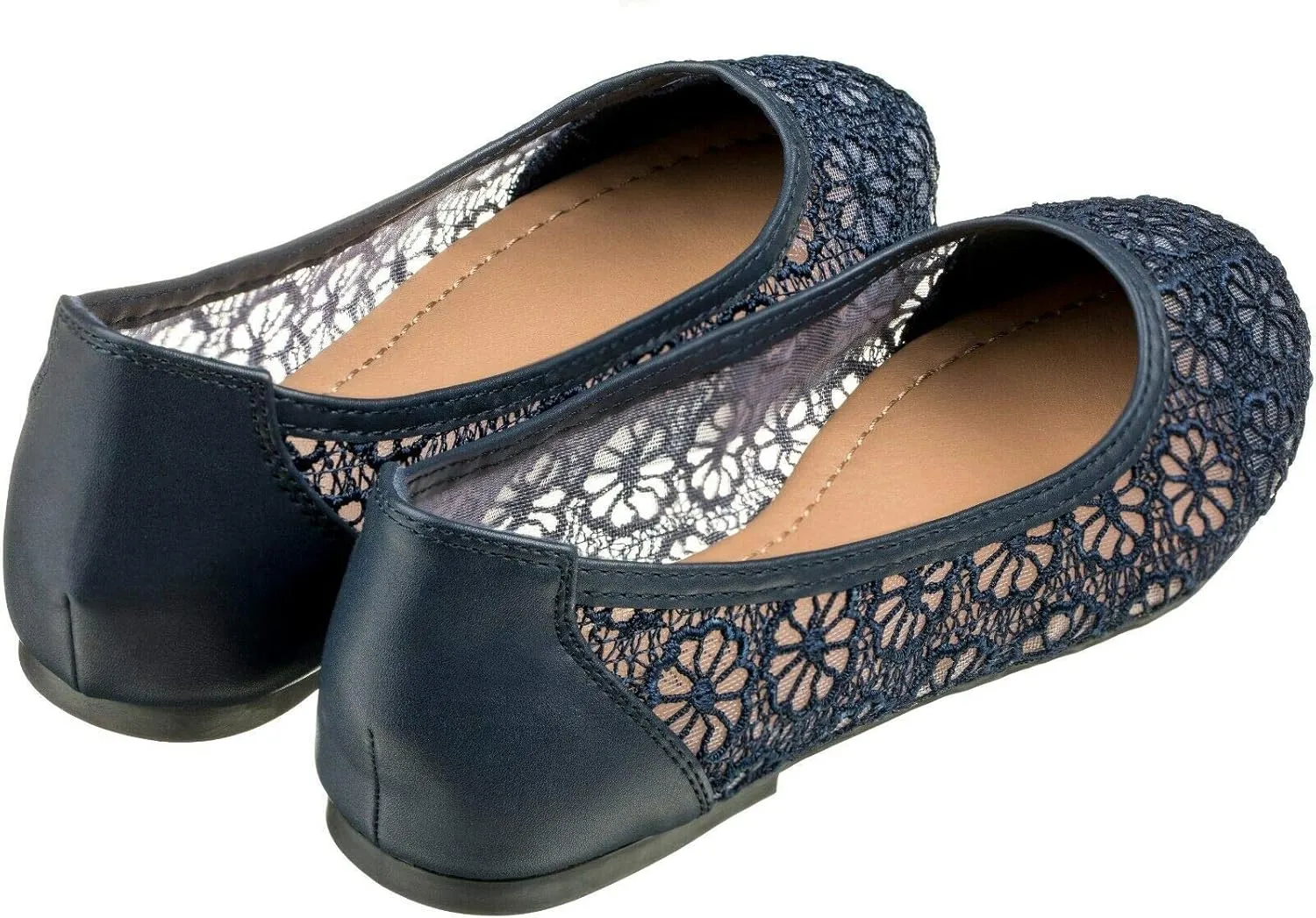 CLOVERLAY Women's Ballet Shoe Floral Breathable Crochet Lace Ballet Flats
