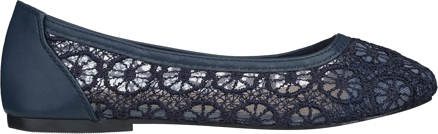 CLOVERLAY Women's Ballet Shoe Floral Breathable Crochet Lace Ballet Flats