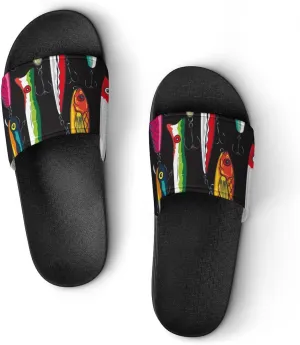 Colorful Fishing Bass Lures Pattern House Slippers for Women Men Shower Slides Bathroom Sandals