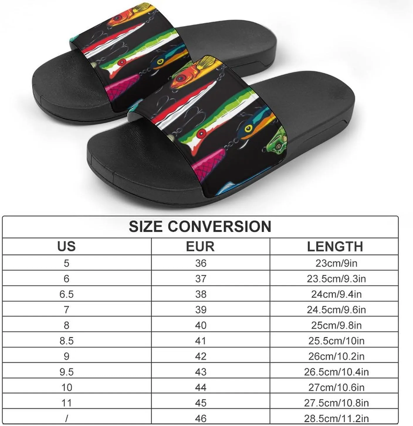 Colorful Fishing Bass Lures Pattern House Slippers for Women Men Shower Slides Bathroom Sandals