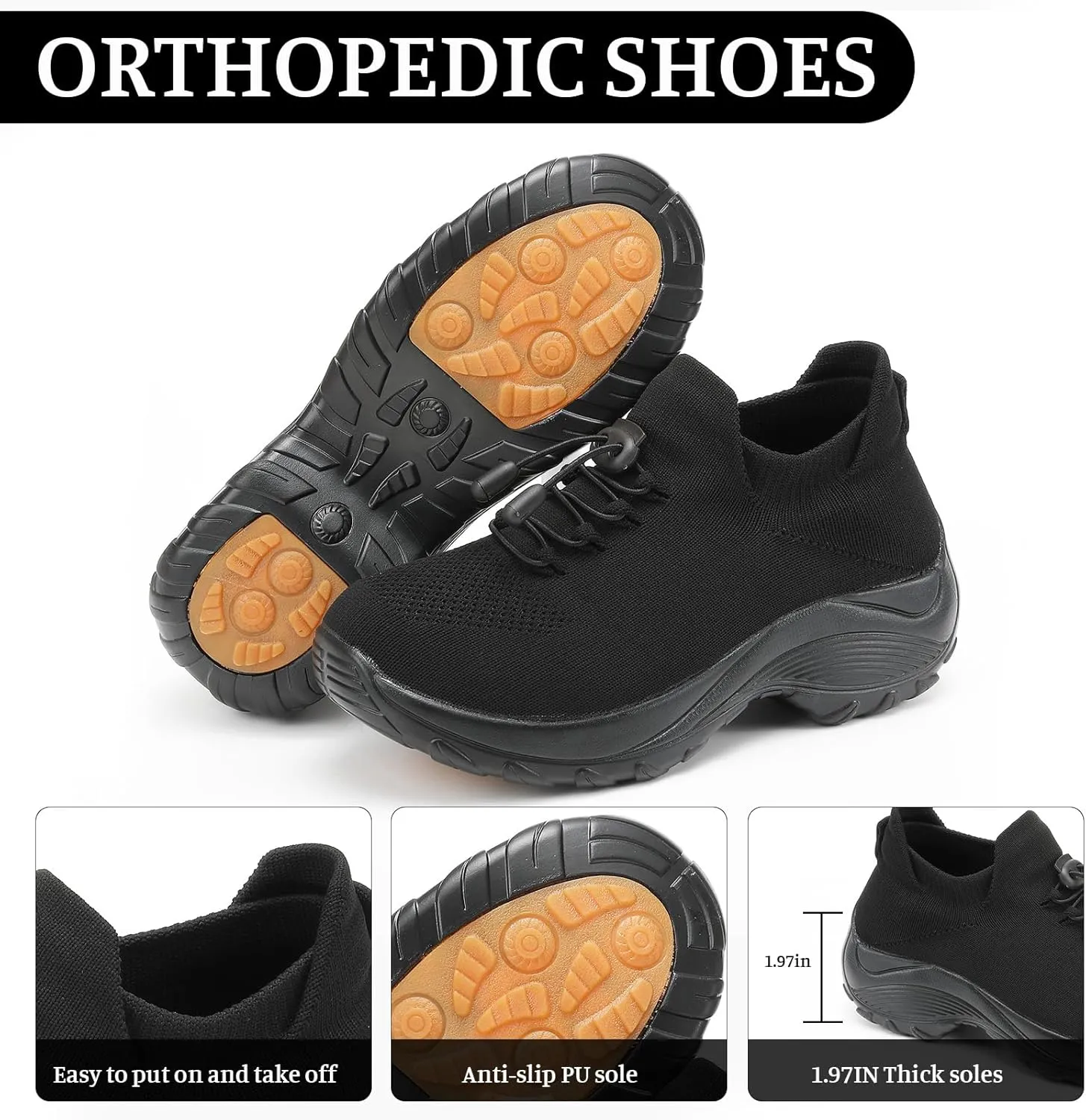 Comfort Wear Orthowear Shoes for Women Comfortwear Ortho Shoes for Women Plantar Fasciitis Orthopedic Sneakers Neuropathy Shoe Wide Width Toe Box Sneakers Arch Support Breathable Lightweight