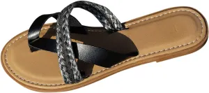 Comfortable Slide Sandals Women Summer Weave Slip On Casual Open Toe Flat Soft Bottom Breathable Slippers Shoes Sandals
