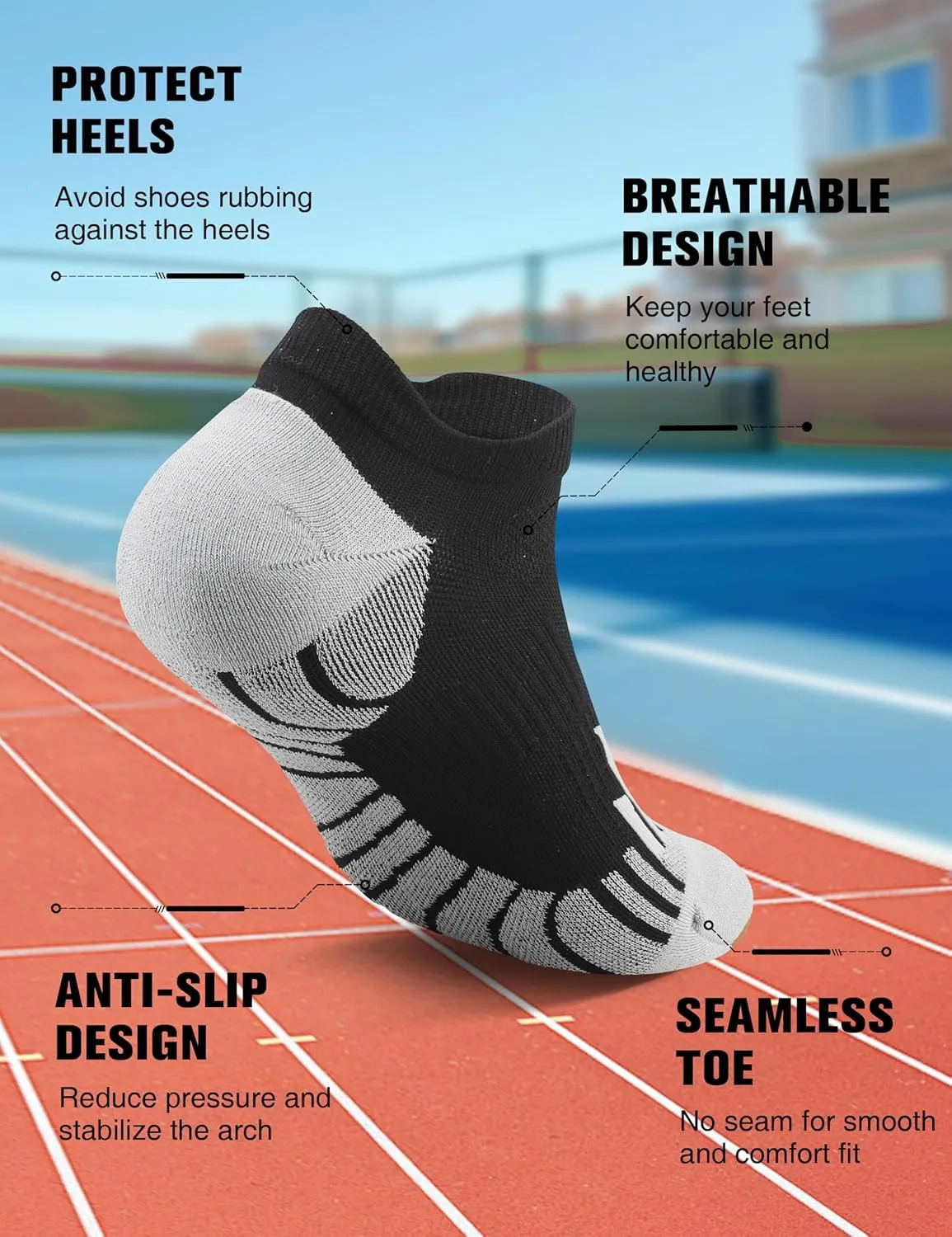Compression Athletic Running Socks: Men Women's Low Cut Ankle Socks for Sport Enthusiasts Hiking Cycling Basketball